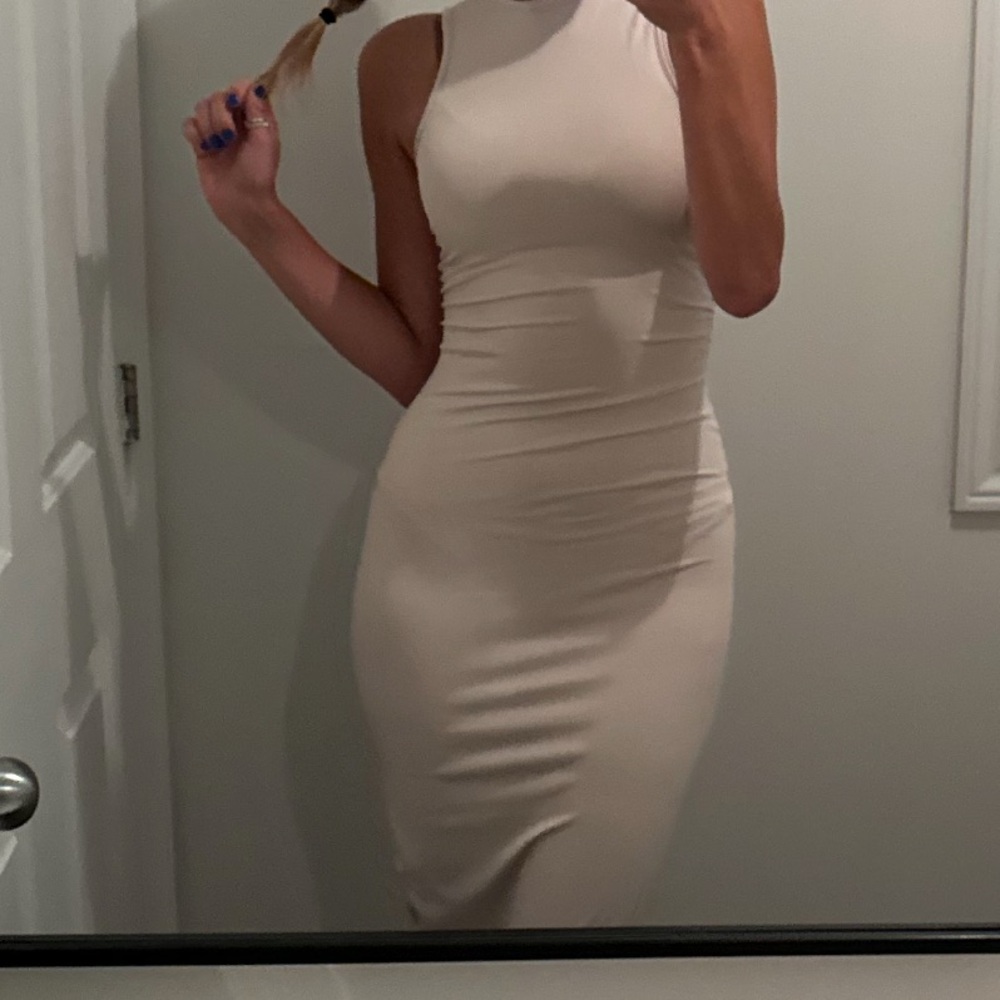 Chic One Shoulder Cream Dress
